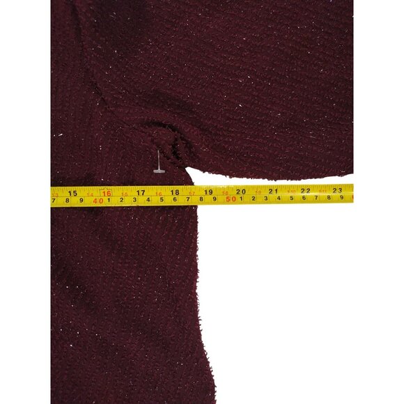 Nine West Burgundy Long Sleeve Textured Keyhole Blouse S, NWT. - Picture 7 of 8